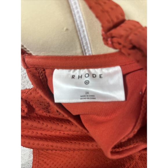 RHODE Women's Embossed Dot Ruffle One Piece Swimsuit Size Orange Ish Red XXL - Picture 10 of 11